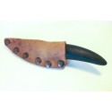Couteau droit en bois de buis et corne de zébu avec étui en cuir