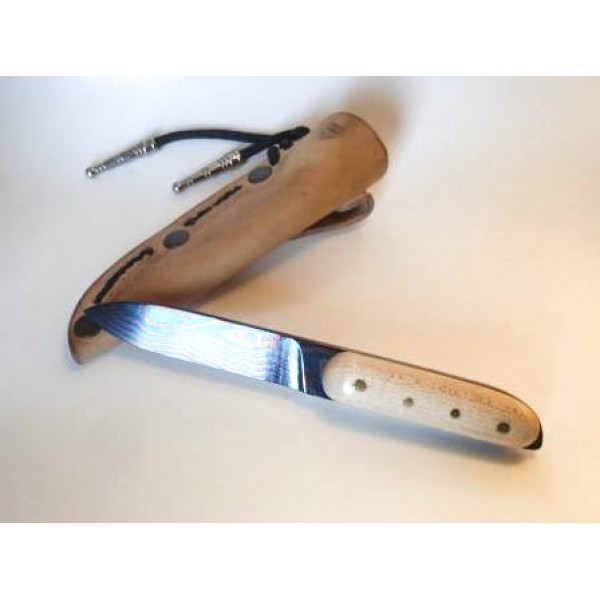 Couteau droit damas en bois d'érable avec étui en cuir