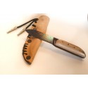 Couteau droit damas en bois de lilas avec étui en cuir
