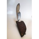 Couteau droit damas en bois de dain avec étui en cuir