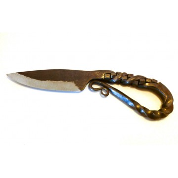 Couteau droit Brut de Forge - Série Torsade Cubique Incurvé Couteau droit Brut d...